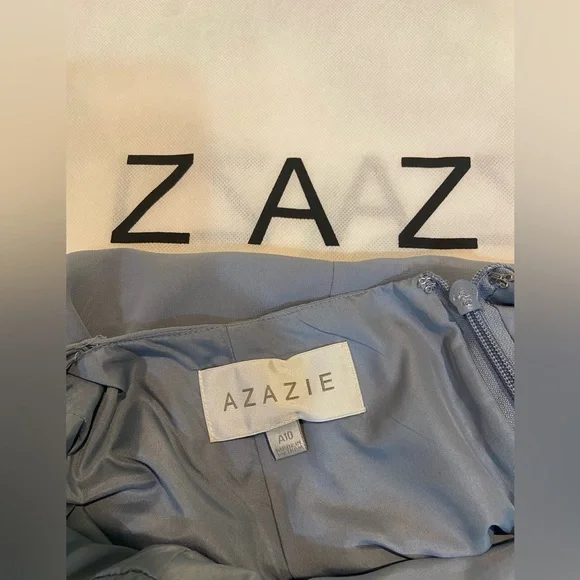 Azazie ‘Cosette’ Bridesmaids Dress Dusty Blue Chiffon - Picture 10 of 10